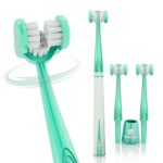 My1brush 3 Sided Ultra Soft Bristle Toothbrush for Adults | Helps in Instant & Deep Cleaning | Innovative and Dentist Design | 2 Replaceable Head, Lasts for 1 Year | BPA Free | Aqua Green - Image 2