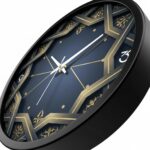NILOY Navy Blue Islamic Geometric Luxury Wall Clock | Silent Quartz Non Ticking Arabesque Art Clock with Golden Accents for Home, Living Room, Bedroom, Office and Festive Decor - Image 2