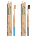 Now Organic Brand Premium multicolour Natural Bamboo Toothbrush with Sensitive Gentle Soft Bristles Round Handle Adult Pack of (2) - Image 2