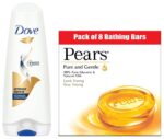 PEARS Pure And Gentle Unscented Bathing Bar, 125G (Pack Of 8) & Dove Hair Therapy Intense Repair Conditioner For All Hair, 175Ml, 9 count - Image 2