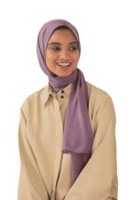 POIOTITA - Light Purple Georgette & Chiffon Blend Hijab/Headscarf/Dupatta/Neck Wrap/Veil (Size - 180 * 70cm) - Image 2