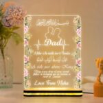 Personalized Dad Acrylic LED Lamp with Islamic Hadith Quote | Warm White USB Night Light for Father | Custom Name Gift from Daughter or Son | Muslim Home Decor Table Lamp (6x8 Inch) - Image 2
