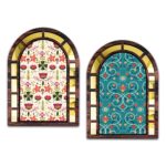 RAG28 Wooden Mughal Print Jharokha Style Wall Decor Set of 2 | Home Decor Items (BJ8, Size: 15.5X 11.5 Inches Each) - Image 2