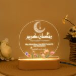 Ramadan Kareem LED Night Lamp | Islamic Acrylic Light | Blessing Quote Muslim Home Decor | Eid Gift for Brother Sister Relative | Bedroom Table Lamp Warm Glow with Ovel Base | 5.5x5.5 Inches - Image 2