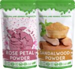 Rose Petal Powder & Sandalwood Powder Combo | 100% Pure & Natural Herbal Face Pack Powders | Skin Brightening, Cooling Care, Acne Control & Natural Glow | Chemical-Free Ayurvedic Skincare (Pack Of 2) - Image 2