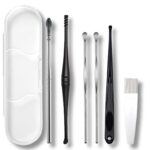 Stainless Steel Earwax Remover Kit/Ear Curette Safety Cleaner with Brush and Storage Box - Set of 6 (Silver) - Image 2