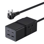Universal Travel Adapter, VatFott 65W GaN Fast Charger 6-in-1 Power Strip with 2 International Outlets, 2 USB C, 2 USB Ports, 6ft Extension Cord, 110-240v, Power Adapter for Travel Essentials Black - Image 2