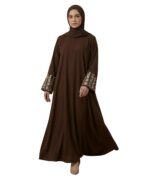 Women Premium Firdous Fabric Embroidered Abaya Burqa with Designer Floral Sleeve Work | Elegant Modest Wear | Classic Fit | Long Sleeves | Without Dupatta - Image 2