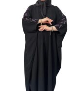 Women's Black Burqa with Hand work on Sleeves - Image 2