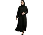 Women’s Black Firdous Abaya with Designer Lace Sleeves | Long Sleeve Modest Wear Kaftan Style Burqa Dress | Full Length Flowy Islamic Outfit for Occasions | Without Dupatta - Image 2