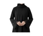 Women’s Black Firdous Abaya with Elegant Lace Sleeves | Long Sleeve Modest Islamic Wear Kaftan Style Burqa Dress | Full Length Flowy Outfit for Gatherings Occasions | Without Dupatta - Image 2
