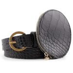 Women's Round Textured Sling Bag, Black | PU Leather, Adjustable Strap, Metal Buckle, Crossbody Purse, Casual, Party & Travel Use - Image 2
