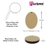 PICRAZEE DIY Wooden Plain MDF Key Chains for Wood Sheet Art &Craft, Painting, Decoupage, Resin Art Work, Mandala, Decoration, Fluid Art (20 Pcs) (5 Each Oval, Round, Square, Rectangle) - Image 3