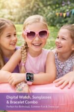 ALNA-TURA Combo Gift For Kids Girls | Pink LED Digital Watch, Cute Pink Sunglasses & Beaded Bracelet | Stylish Fashion Accessories Kit for Baby Childrens | Best Birthday Return Gift Toy Set For Age 3 to 12 Years - Image 4