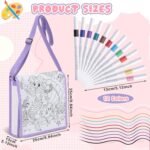 Mindsoft Color Your Own Crossbody Bag for Kids with 12 Markers DIY Doodle Messenger Bag with Adjustable Strap(Mermaid) - Image 3