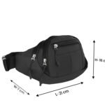 Zerrish Premium Black Waist Bag for Men | Multi-Pocket Fanny Pack with Adjustable Strap | Travel Belt Bag for Outdoor, Gym, Running & Daily Use | Stylish Unisex Crossbody Wasit Bag - Image 3