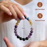 Meen (Pisces) Rashi Bracelet | Black Tourmaline, Lepidolite, Amethyst, Aquamarine, Citrine, Evil Eye | For Pisces Intuition & Spirituality | Balances Emotion & Insight | For Men & Women - Image 6