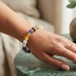 Meen (Pisces) Rashi Bracelet | Black Tourmaline, Lepidolite, Amethyst, Aquamarine, Citrine, Evil Eye | For Pisces Intuition & Spirituality | Balances Emotion & Insight | For Men & Women - Image 7