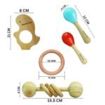 Natural Toys Wooden Teether Combo 5 Pc-2 Maracus, 2 Teether, 1 Dumble and a Ring - Image 3