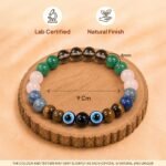 Tula (Libra) Rashi Bracelet | Smoky Quartz, Green Aventurine, Rose Quartz, Lapis Lazuli, Tiger’s Eye, Evil Eye | For Balance & Harmony | Stabilizes Decision Making | For Men & Women - Image 7