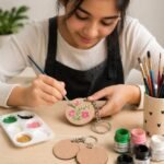 DIY Wooden Keychain Blanks Set of 20 with Stainless Steel Rings Precision Laser Cut Engineered Wood Key Chain Making Kit for Kids Teens Artists - Image 4