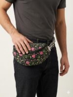 Cotton Quilted Waist Bag Crossbody Bag for Men & Women with Adjustable Strap Sling Bag for Track Hiking Travel Camping Outdoor Sports Cycling Money Belt for Daily Use Chest Bag (Black) - Image 5