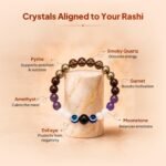 Makar (Capricorn) Rashi Bracelet | Smoky Quartz, Pyrite, Garnet, Amethyst, Moonstone, Evil Eye | For resilience & Ambition | Strengthen Focus & Strategic Planning | For Men & Women - Image 4