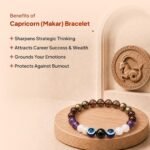Makar (Capricorn) Rashi Bracelet | Smoky Quartz, Pyrite, Garnet, Amethyst, Moonstone, Evil Eye | For resilience & Ambition | Strengthen Focus & Strategic Planning | For Men & Women - Image 5