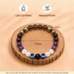 Makar (Capricorn) Rashi Bracelet | Smoky Quartz, Pyrite, Garnet, Amethyst, Moonstone, Evil Eye | For resilience & Ambition | Strengthen Focus & Strategic Planning | For Men & Women - Image 7
