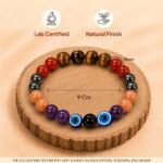 Simha (Leo) Rashi Bracelet | Tiger’s Eye, Carnelian, Pyrite, Sunstone,Amethyst, Evil Eye | Ideal For Career Growth & Recognition | Enhances Charisma, Confidence & Authority |For Men & Women - Image 7