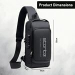 Storite Crossbody Chest Bag for Men & Women, Black, 17x9x32 cm | Durable Polyester, Anti-Theft Design, USB Charging Port, 5 Zipper Pockets, Adjustable Strap, Travel, Office, Daily Use - Image 4