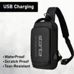 Storite Crossbody Chest Bag for Men & Women, Black, 17x9x32 cm | Durable Polyester, Anti-Theft Design, USB Charging Port, 5 Zipper Pockets, Adjustable Strap, Travel, Office, Daily Use - Image 6