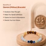 Mithun (Gemini) Rashi Bracelet | Tiger’s Eye, Citrine, Amazonite, Blue Lace Agate, Fluorite, Evil Eye | Boosts Intellect, Adaptability, Communication & Clear thinking | For Men & Women - Image 5