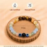 Mithun (Gemini) Rashi Bracelet | Tiger’s Eye, Citrine, Amazonite, Blue Lace Agate, Fluorite, Evil Eye | Boosts Intellect, Adaptability, Communication & Clear thinking | For Men & Women - Image 7