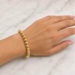 8mm Gold Bead Bracelet for Women - Premium Imitation Gold Ball Stretch Bracelet - Minimalist Stackable Fashion Jewelry - Classic Round Bead Wristband - Elegant Gift for Women and Teens - Image 3