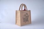 DIY Jute Tote Bag with Floral Design Paint Kit, Natural Burlap Shopping Bag with Paint Set and Brush - Image 3