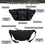 Rosky Multipurpose Waist Bag for Men & Women – Adjustable Travel Fanny Pack with Multiple Compartments, Crossbody Tactical Belt Bag for Hiking, Cycling, Gym, Running & Daily Use (Black) - Image 7
