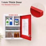 Plantex Metal Emergency First Aid Box for Home/School/Office with Key Lock/Medicine Boxes/First Aid Kit Box/Multi Compartment Medicine Organizer Box - (Red & Ivory) - Image 7