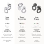 Loop Quiet - Ear Plugs for Sleep – Super Soft, Reusable Hearing Protection in Flexible Silicone for Noise Reduction & Flights - 8 Ear Tips in XS/S/M/L - SNR 24dB & NRR 14 Noise Cancelling - White - Image 6