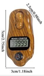 Digital Finger Tally Counter with LCD Screen & Reset Button, Portable Handheld Beads Counter with Integrated Compass, Wood Grain Finish for Prayer, Meditation, Japa Chanting & Spiritual Practice - Image 2