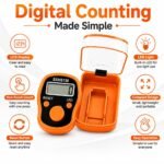 Digital Finger Tally Counter with Storage Case, LCD Display, One-Touch Counting, LED Light, Adjustable Finger Ring Counter for Prayer, Tasbeeh, Japa, Meditation & Counting (Orange) - Image 2