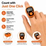Digital Finger Tally Counter with Storage Case, LCD Display, One-Touch Counting, LED Light, Adjustable Finger Ring Counter for Prayer, Tasbeeh, Japa, Meditation & Counting (Orange) - Image 3