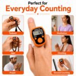 Digital Finger Tally Counter with Storage Case, LCD Display, One-Touch Counting, LED Light, Adjustable Finger Ring Counter for Prayer, Tasbeeh, Japa, Meditation & Counting (Orange) - Image 4