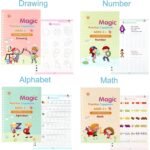 Manogyam Sank Magic Practice Copybook Set for Kids (4 Books + 1 Pen + 1 Grip + 10 Refills) Reusable Alphabets, Numbers, Drawing & Writing Books Handwriting Activity Kit for Ages 3–7 Years - Image 3