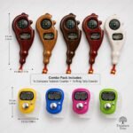 Digital Tasbeeh & Tally Counter Combo Pack (2 Pcs) - Treasure Tree Wooden Look Compass Jaap Counter + Ring Counter for Prayer, Meditation, Mantra Chanting, Gym Reps & Knitting - Image 4