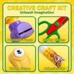 ERROR Craft Punch Set for Kids with Safety Scissors, 4 Shape Paper Punch Cutters Including Heart Flower Snowflake Designs, DIY Art Craft School Project Supplies for Children (Multicolor) - Image 7
