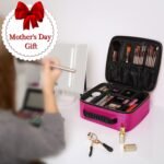 House Of Quirk Makeup Cosmetic Storage Case with Adjustable Compartment - Pink(25x22x9cm) - Image 2
