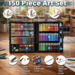 WISHKEY 150 Pieces Colour Set Kit for Kids, Complete Stationery Items and Colour Pencil Set in Portable Case, Creative Birthday Gift for Kids and Gift for Girls Age 12-14 Years - Image 2