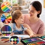 WISHKEY 150 Pieces Colour Set Kit for Kids, Complete Stationery Items and Colour Pencil Set in Portable Case, Creative Birthday Gift for Kids and Gift for Girls Age 12-14 Years - Image 4