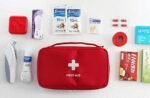 First Aid Kit Bag | Mini Empty Medicine Storage Box With Handle | Portable & Spacious Emergency Organizer Mesh Pouch With Elastic Loops | For Outdoor Travel,Car,Office,Camping,Home,Hiking (Red) - Image 3